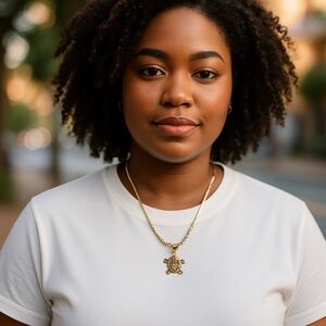 Gold Plated Turtle Pendant Necklace